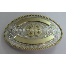 Oval 3D Alloy Belt Buckle with 2-Tone Plating (Belt buckle-014)